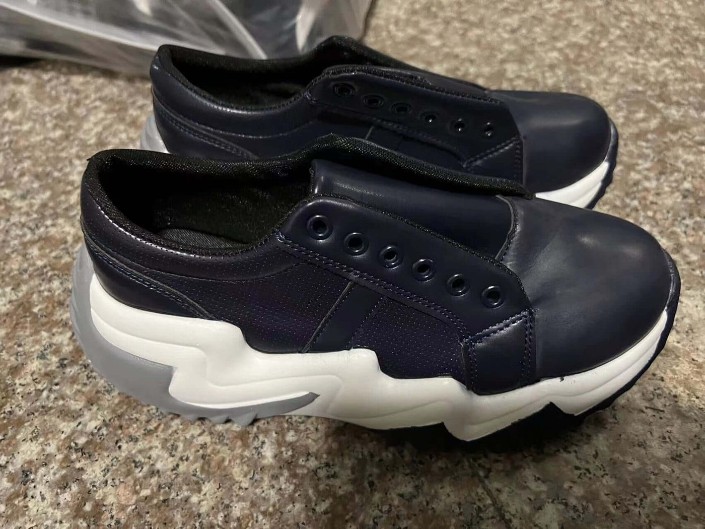 Summer Women's Sneakers Thick Bottom Canvas Casual Shoes in navy blue with thick soles and stylish design.