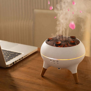 Dynamic Jellyfish Air Humidifier – 250ml Ultrasonic Diffuser with Remote & 7-Color LED Lights in use on a wooden table.