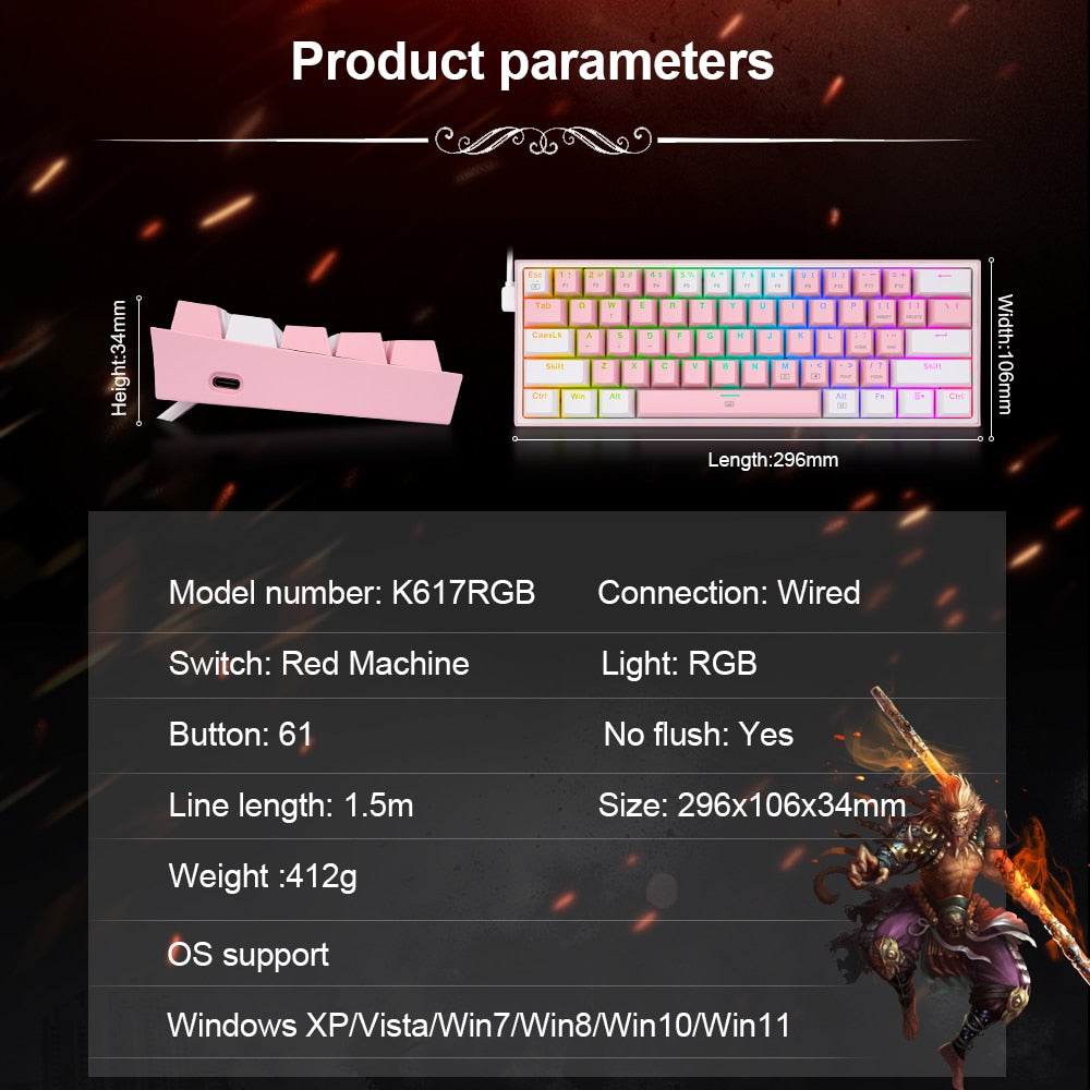 Mini Mechanical Gaming Wired Keyboard - Firebrands