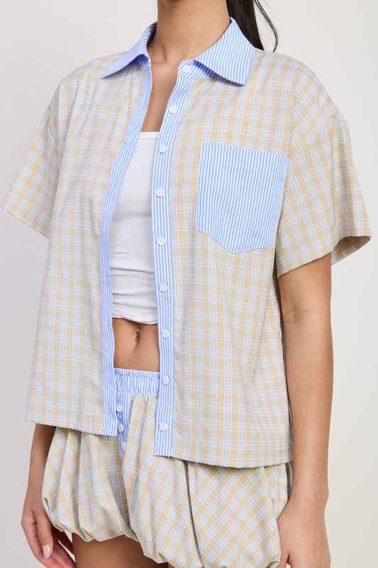 WOMEN'S MIX MEDIA OVERSIZED SHIRT