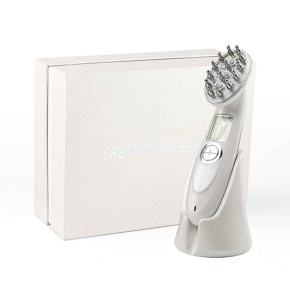 Electric Hair Growth Comb - Infrared EMS RF Vibration Massager for Hair Loss Treatment and Regrowth