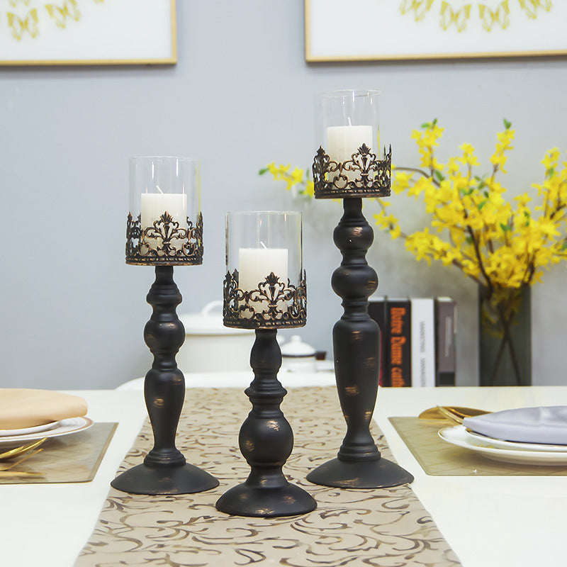 European Style Creative Wrought Iron Hollow Candle Holder