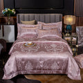 Conjunto de cama de luxo europeu em linho e algodão com jacquard de seda gelada