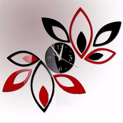 Leaf Wall Clock 3D Mirror