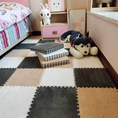 Large Area Room Cube Floor Mats Beside The Bed