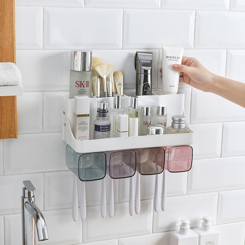 Toothbrush Holder Bathroom Shelving Hole-free Suction Wall