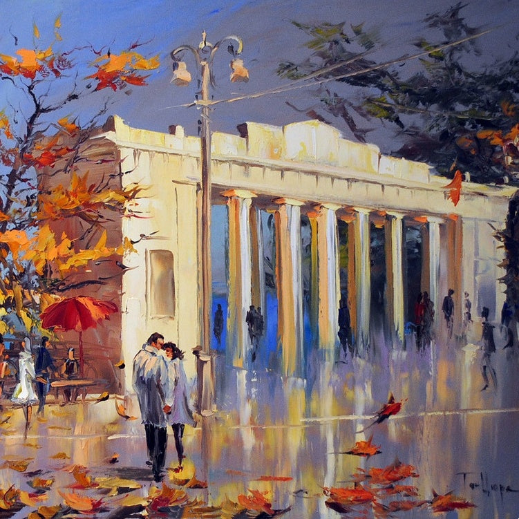 Pintura digital DIY de paisagem, arte de parede moderna, quadro para colorir em acrílico, cidade