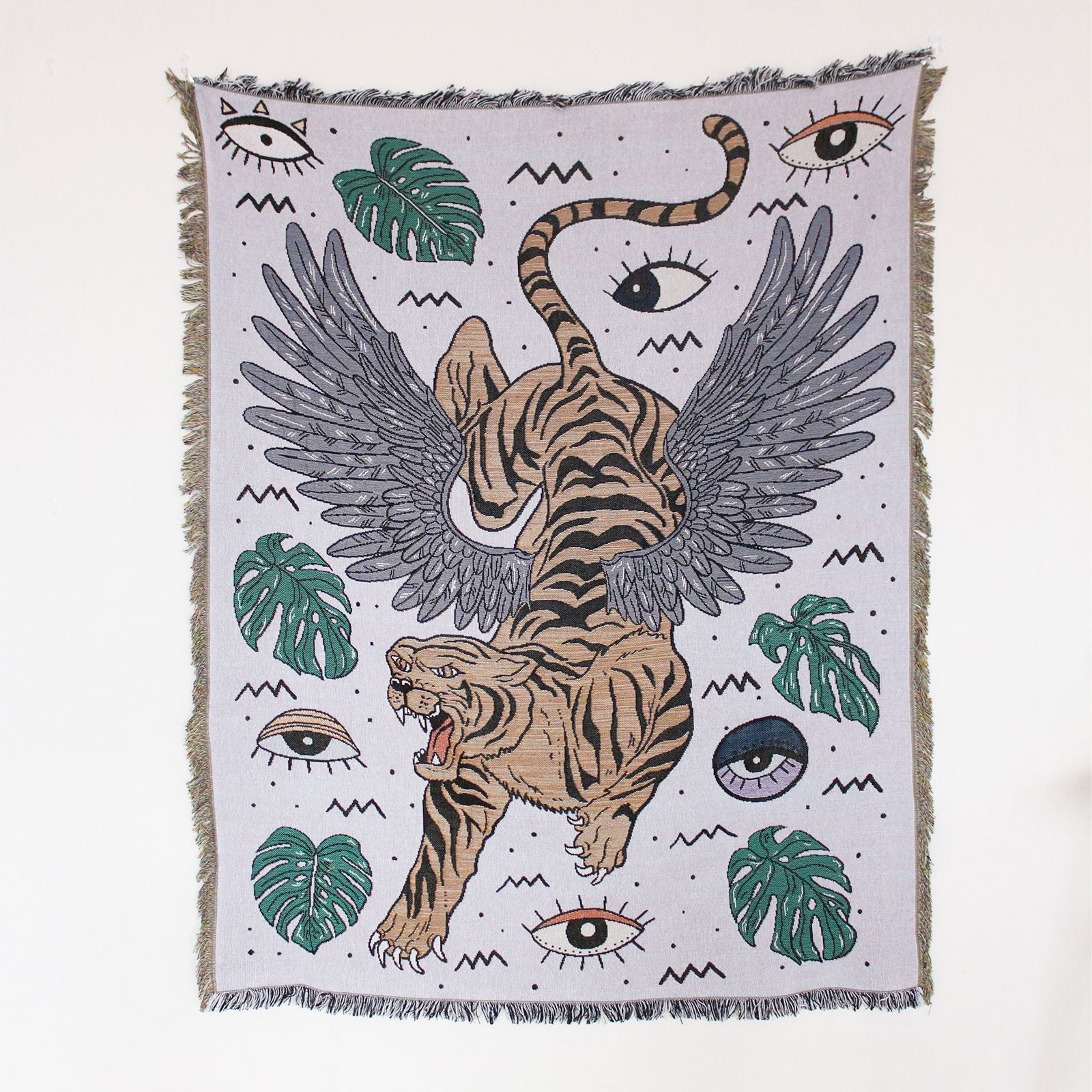 Capa de sofá estilo boho casual com franjas