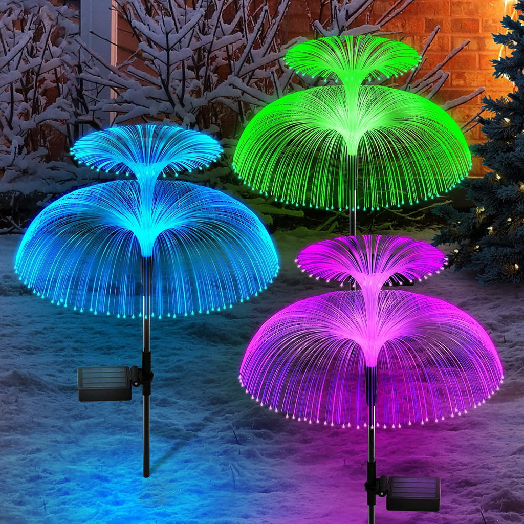 Solar Outdoor Double-layer Decorative Optical Fiber Jellyfish Lamp