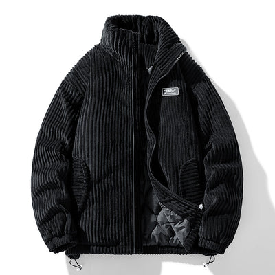 Winter Corduroy Cotton-padded Coat Warm Stand Collar Zipper Jacket Casual Outdoor Streetwear Men's Clothing