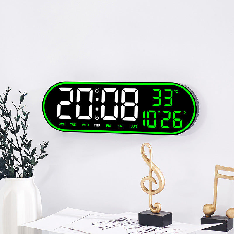Relógio multifuncional simples para sala de estar, relógio de parede digital eletrónico para decoração de casa.
