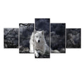 Quadro decorativo de parede com lobo em 5 painéis, poster em tela para decoração de casa.