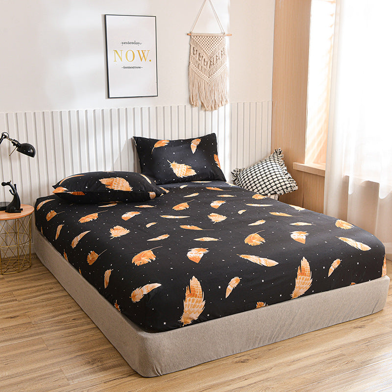 Lençol de baixo com estampado escovado e fronha.