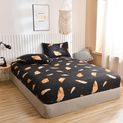 Lençol de baixo com estampado escovado e fronha.