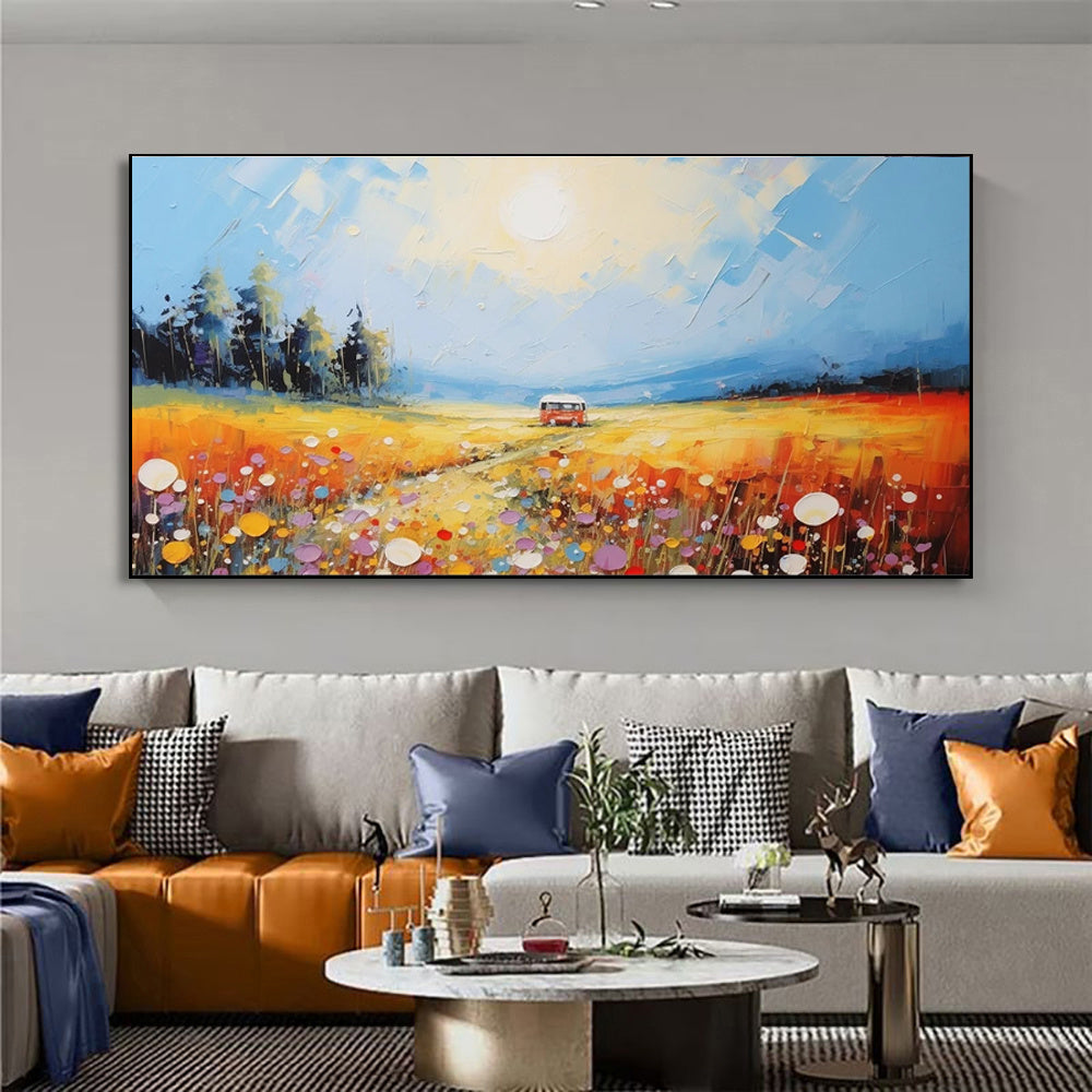 Pinturas de paisagens naturais, arte em tela pintada à mão, pintura a óleo, arte de parede, quadros de grandes dimensões para decoração de sala de estar.