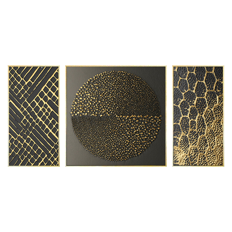 Ensemble de tableaux abstraits de luxe sur toile dorée