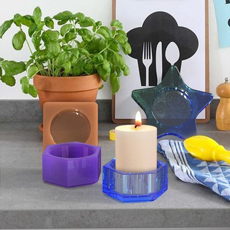 DIY Crystal Epoxy Mold Pentagram Candle Holder