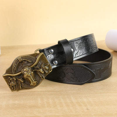 Ceinture homme à boucle tête de vache