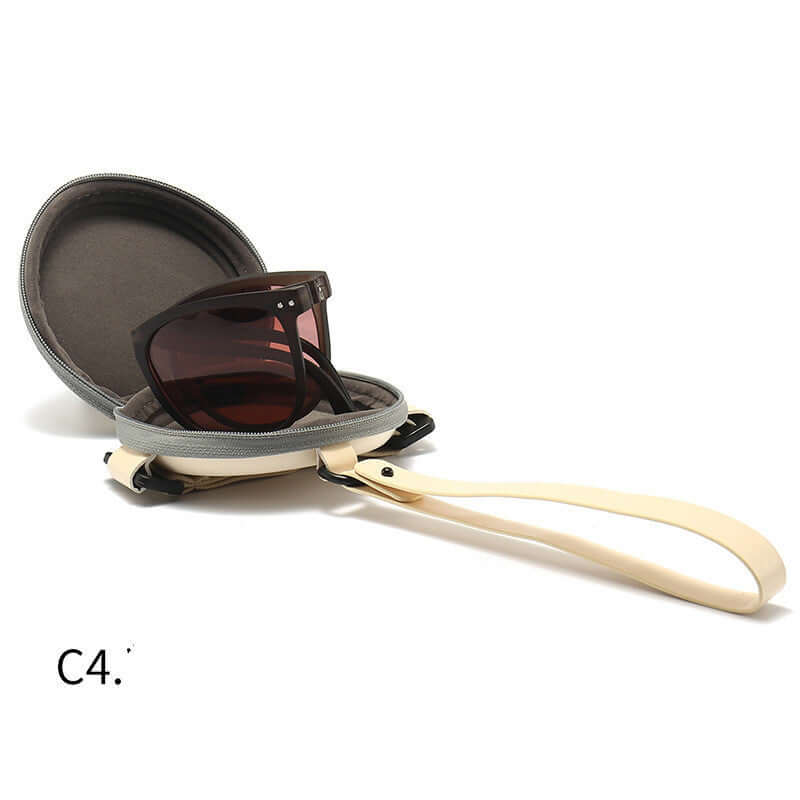 Trendy Foldable Sunglasses For Women TR Polarized Folding Sun Glasses in protective case.