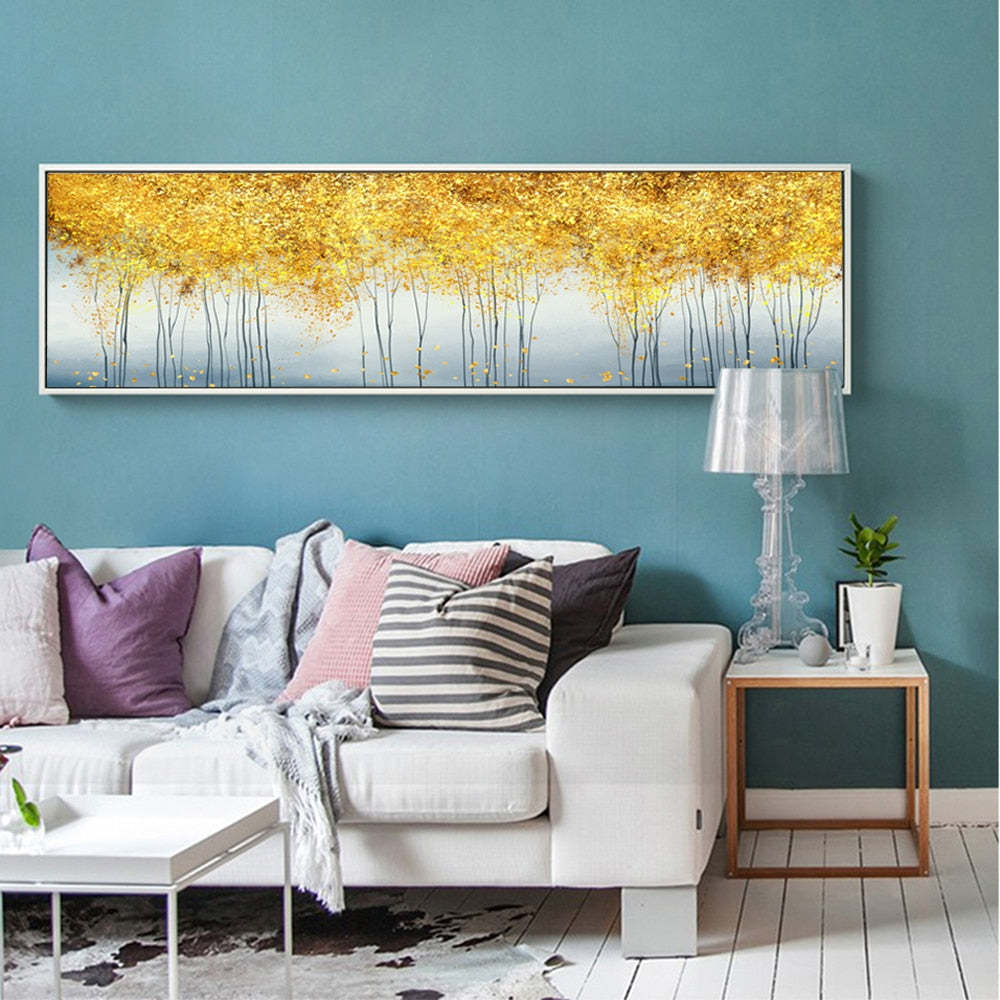 Decorative Painting Landscape Tree Abstract Golden Tree Oil Painting Impressionist Canvas