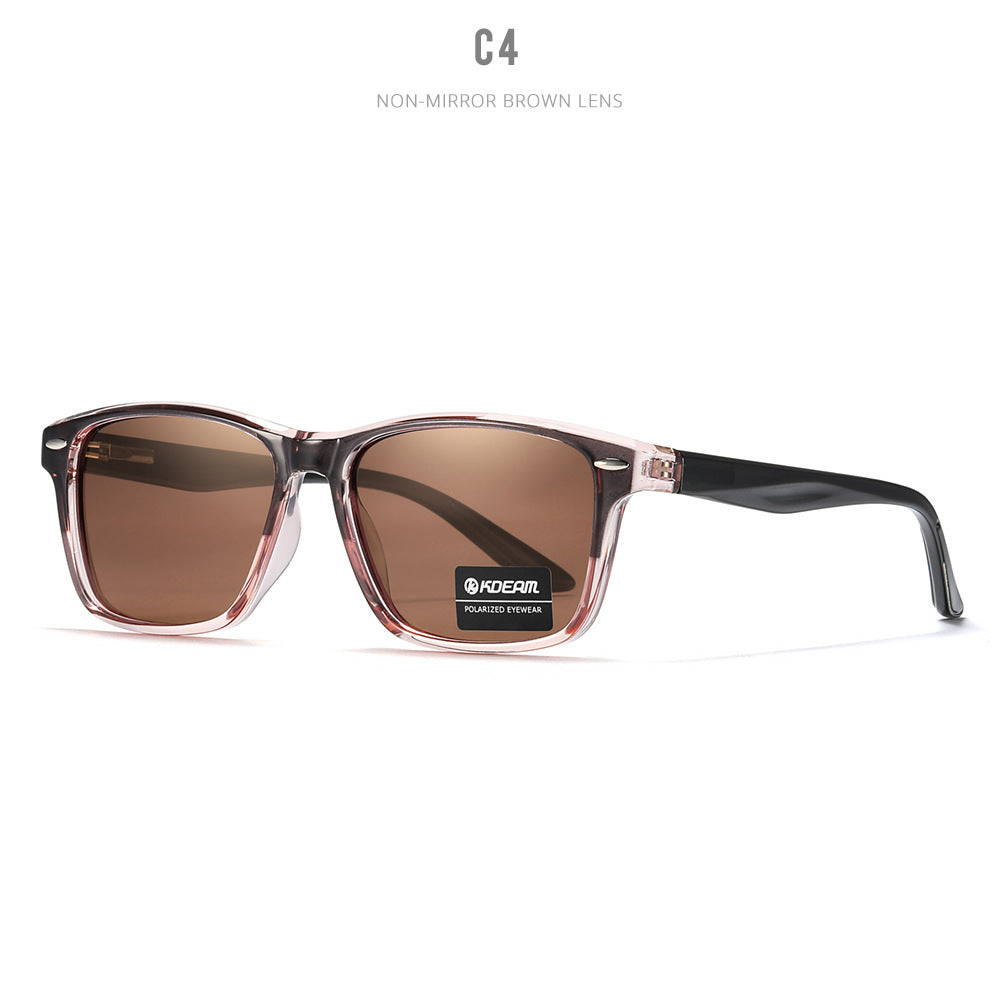 Lunettes de soleil carrées décontractées sans logo, polarisées, sans logo