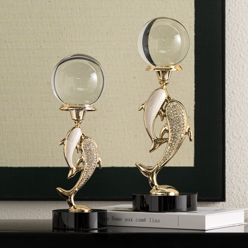 Light Luxury High-grade Crystal Dolphin Soft Home Decoration Desktop Ornaments