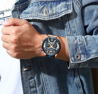 Military Leather Chronograph Wristwatch - Firebrands