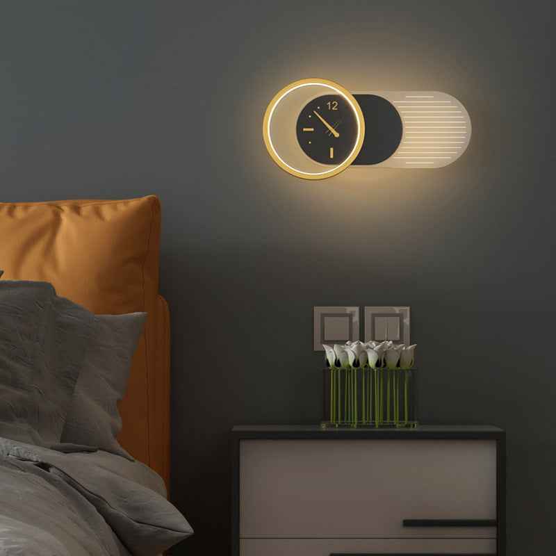 Nordic Minimalist Mute Clock Wall Lamp Living Room Background Wall Decoration Lamp Wall Clock