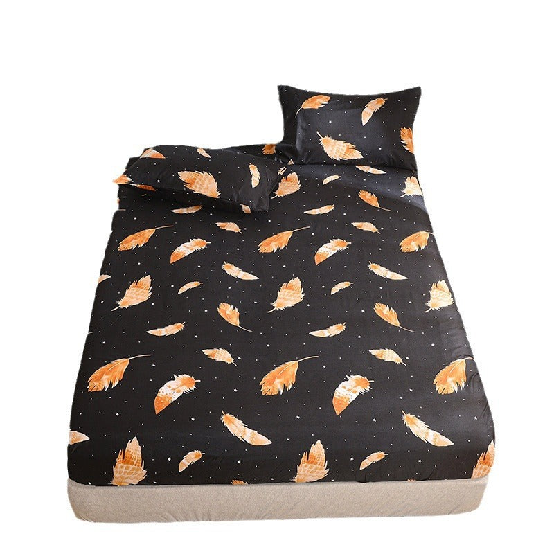 Lençol de baixo com estampado escovado e fronha.