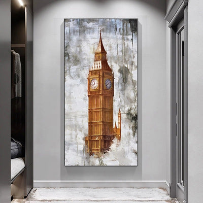 Bedroom Retro Golden Tower Landscape Canvas Painting