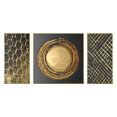 Set Of Luxury Abstract Golden Canvas Wall Art