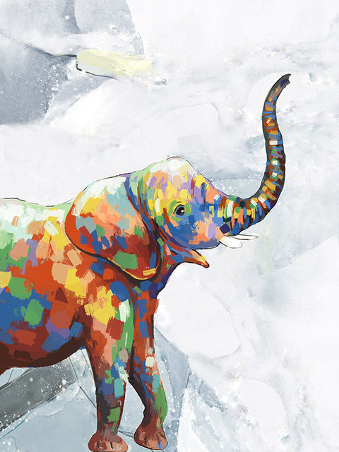 Décoration murale sur toile éléphant colorée, affiche abstraite d'animal