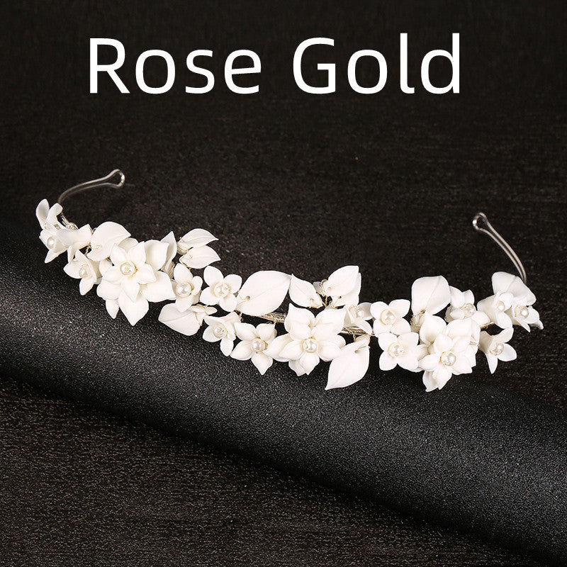 Handmade White Ceramic Flowers Headwear