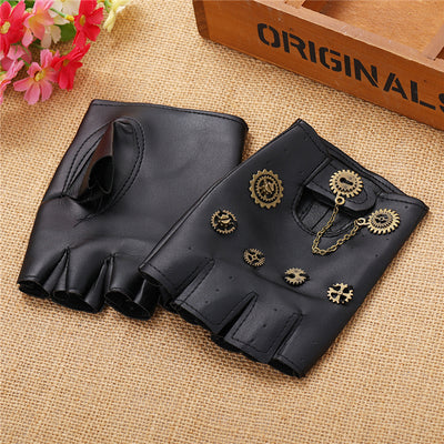 Steampunk Retro Gloves Gear Chain