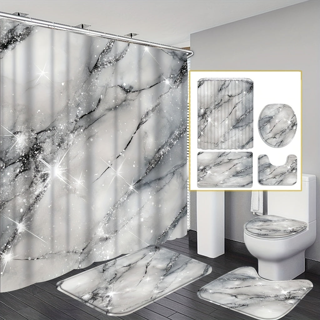 Rideau artistique texturé, housse de siège de toilette, salle de bain
