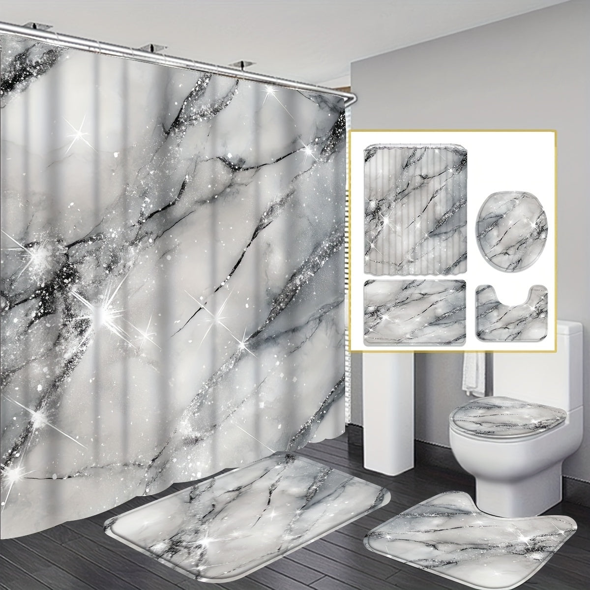 Rideau artistique texturé, housse de siège de toilette, salle de bain