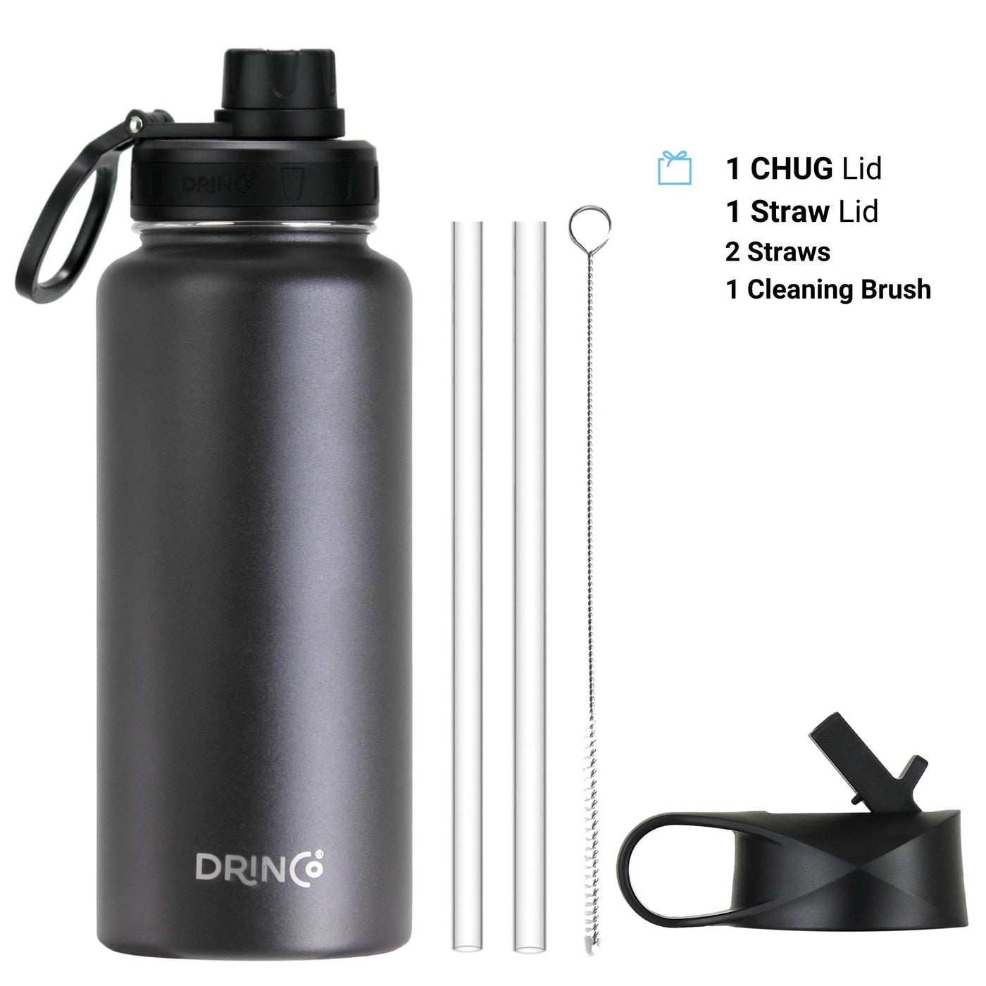 DRINCO® 32oz Stainless Steel Water Bottle - Black - Firebrands