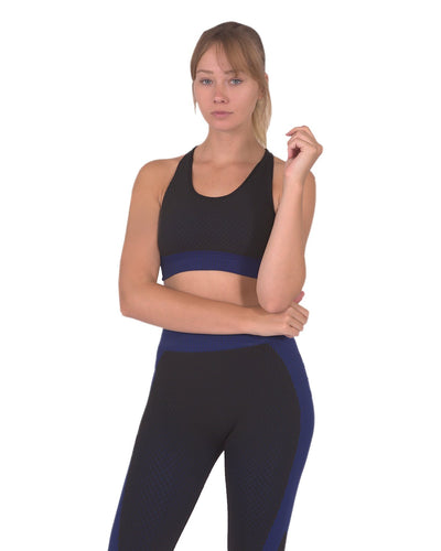 Trois Seamless Sports Bra - Black with Navy - Firebrands