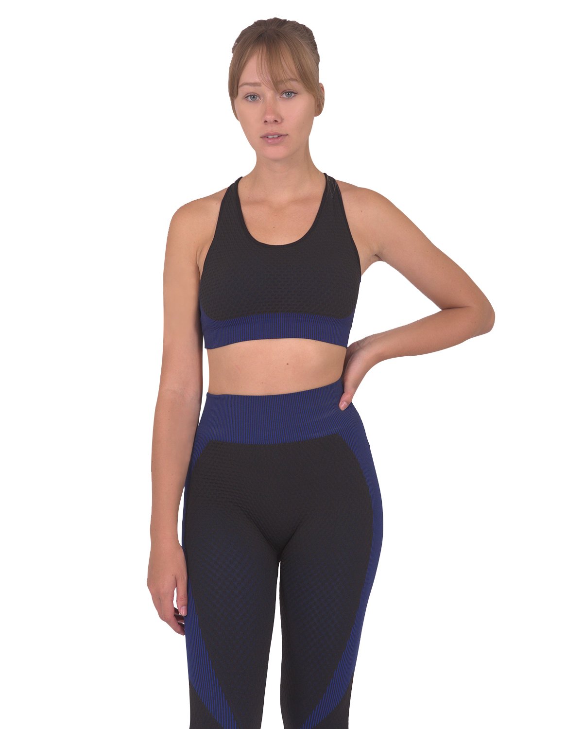 Trois Seamless Sports Bra - Black with Navy - Firebrands