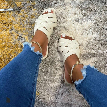 Summer Leather Flat Beach Slides Outdoor Casual  Women Slippers - Firebrands