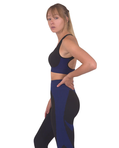 Trois Seamless Sports Bra - Black with Navy - Firebrands