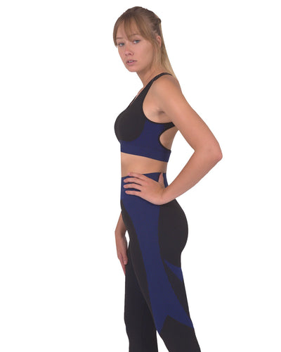 Trois Seamless Sports Bra - Black with Navy - Firebrands