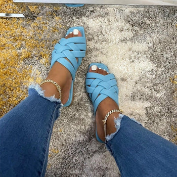 Summer Leather Flat Beach Slides Outdoor Casual  Women Slippers - Firebrands