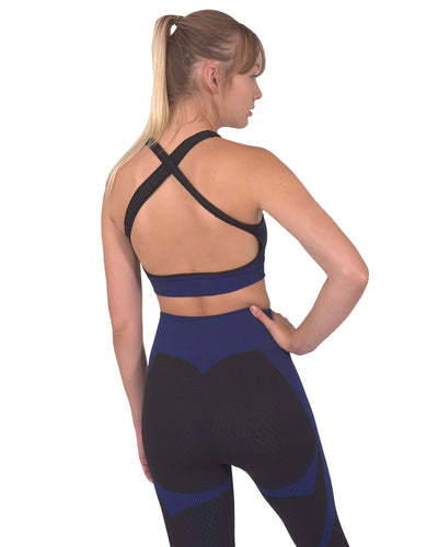 Trois Seamless Sports Bra - Black with Navy - Firebrands