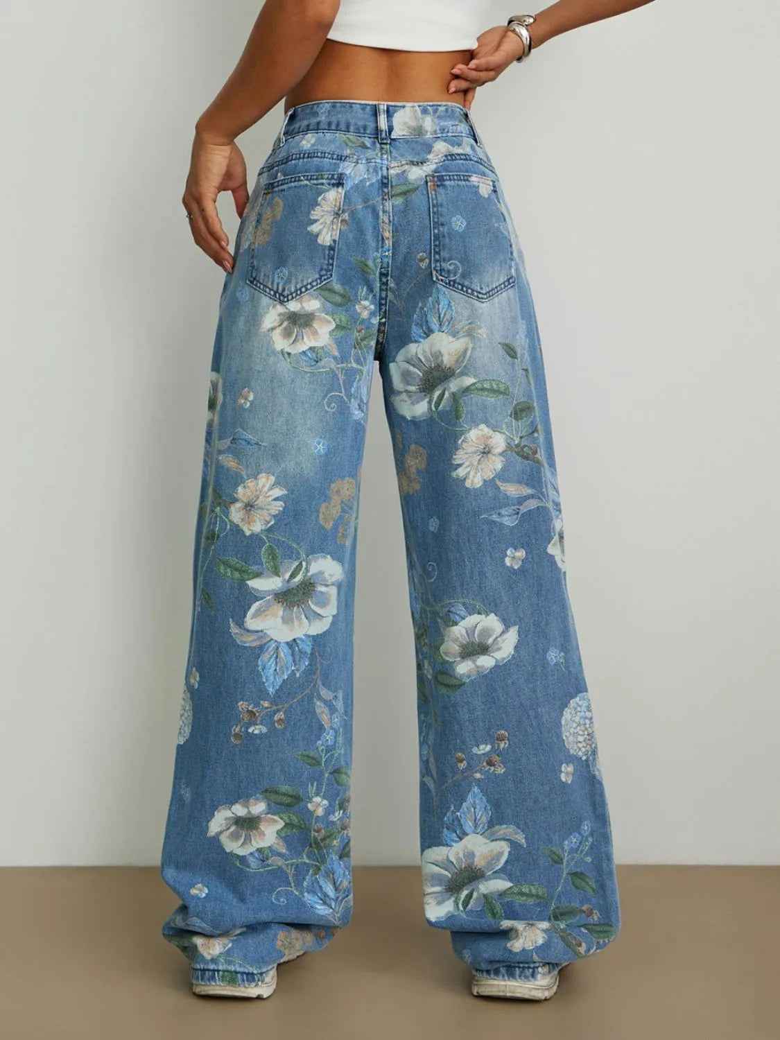 Printed Wide Leg Jeans