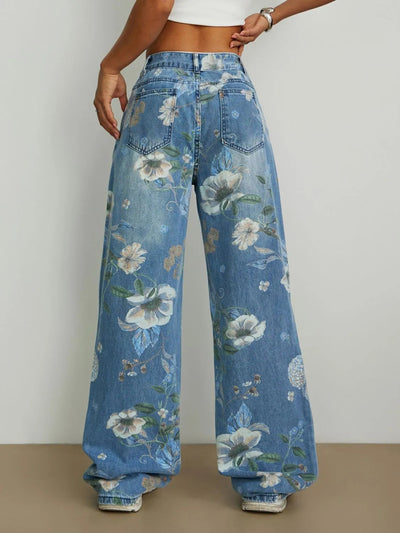 Printed Wide Leg Jeans - Firebrands