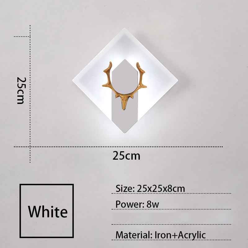 Acrylic Antlers Aisle Living Room Sofa Wall Light Bulb