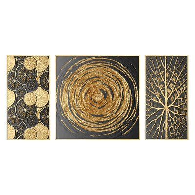 Set Of Luxury Abstract Golden Canvas Wall Art