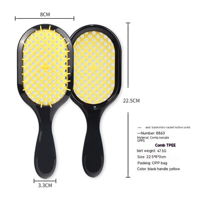 Peigne creux à double usage pour cheveux secs et humides, style nid d'abeille, coiffure