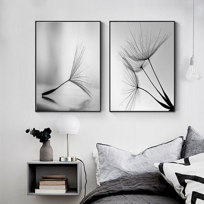 Modern Black And White Art Dandelion Painting Core Canvas Painting